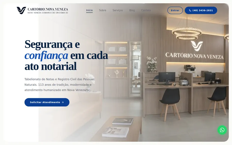 Site desenvolvido para Cartório Nova Veneza