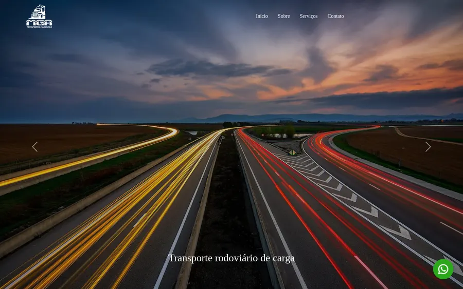 Site desenvolvido para MGA Transportes e Logística